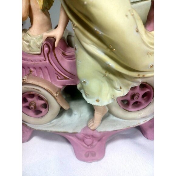 Antique  c1900 Cherub Angel Chauffeur Driving Woman Goddess Vintage Car Figurine - Picture 12 of 16
